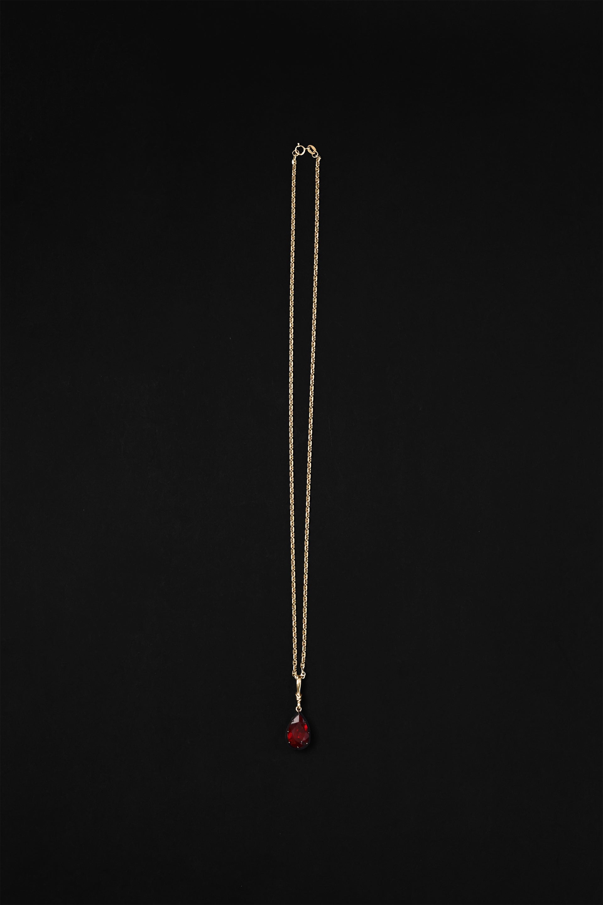 "Silk" Rose-Back Ruby Pear Pendant Necklace