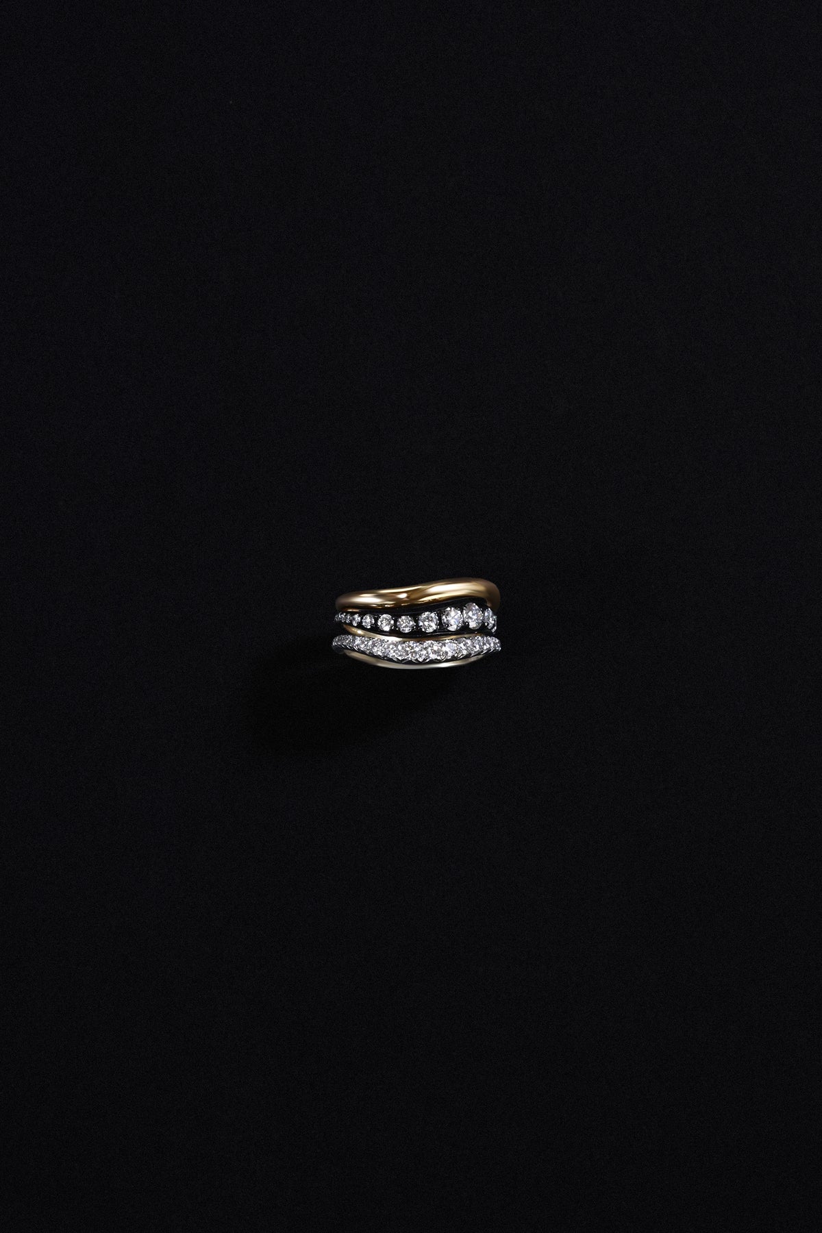 "Siren" Two-Tone High-low Tide Stacked Diamond Rings (Trio)