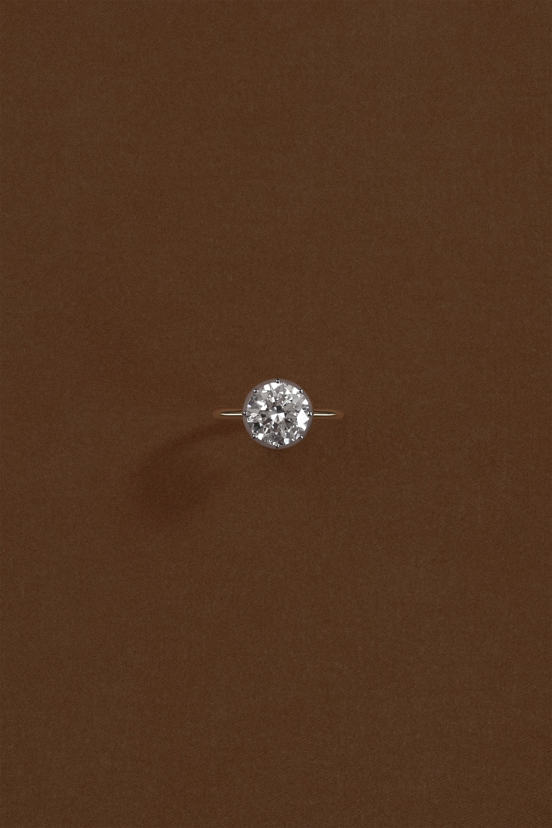 “Regency” Two-Tone Round (3ct) Rose-Back Diamond Ring