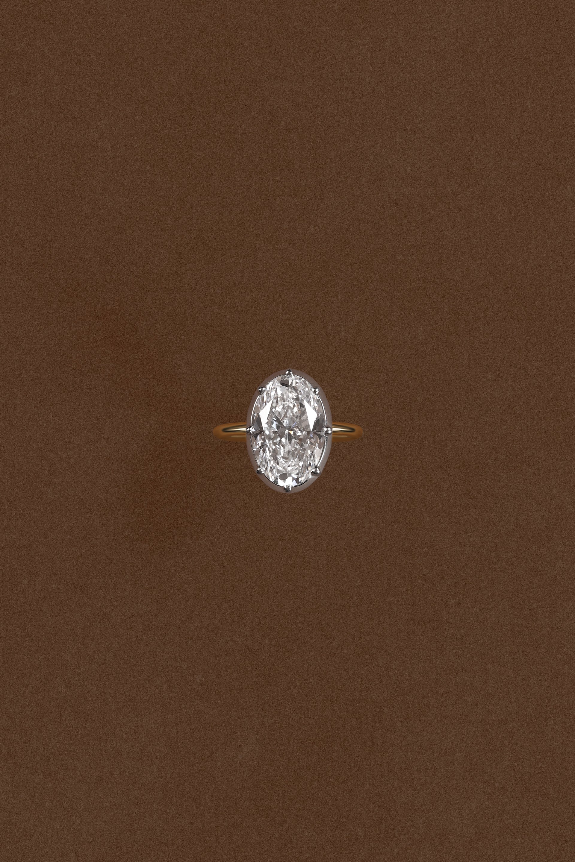 “Regency” Two-Tone Oval (8ct) Rose-Back Diamond Ring