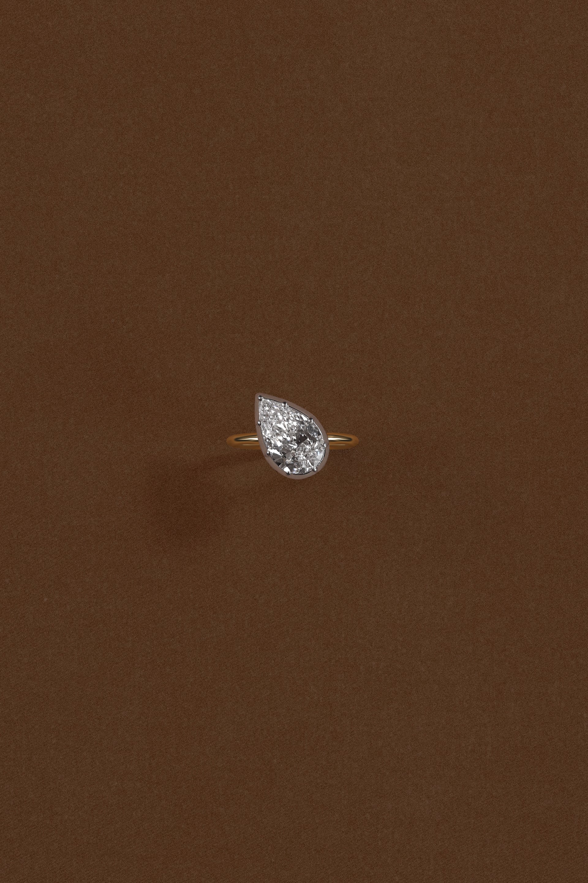 “Regency” Pear Diamond (3ct) Rose-Back Tilt Ring