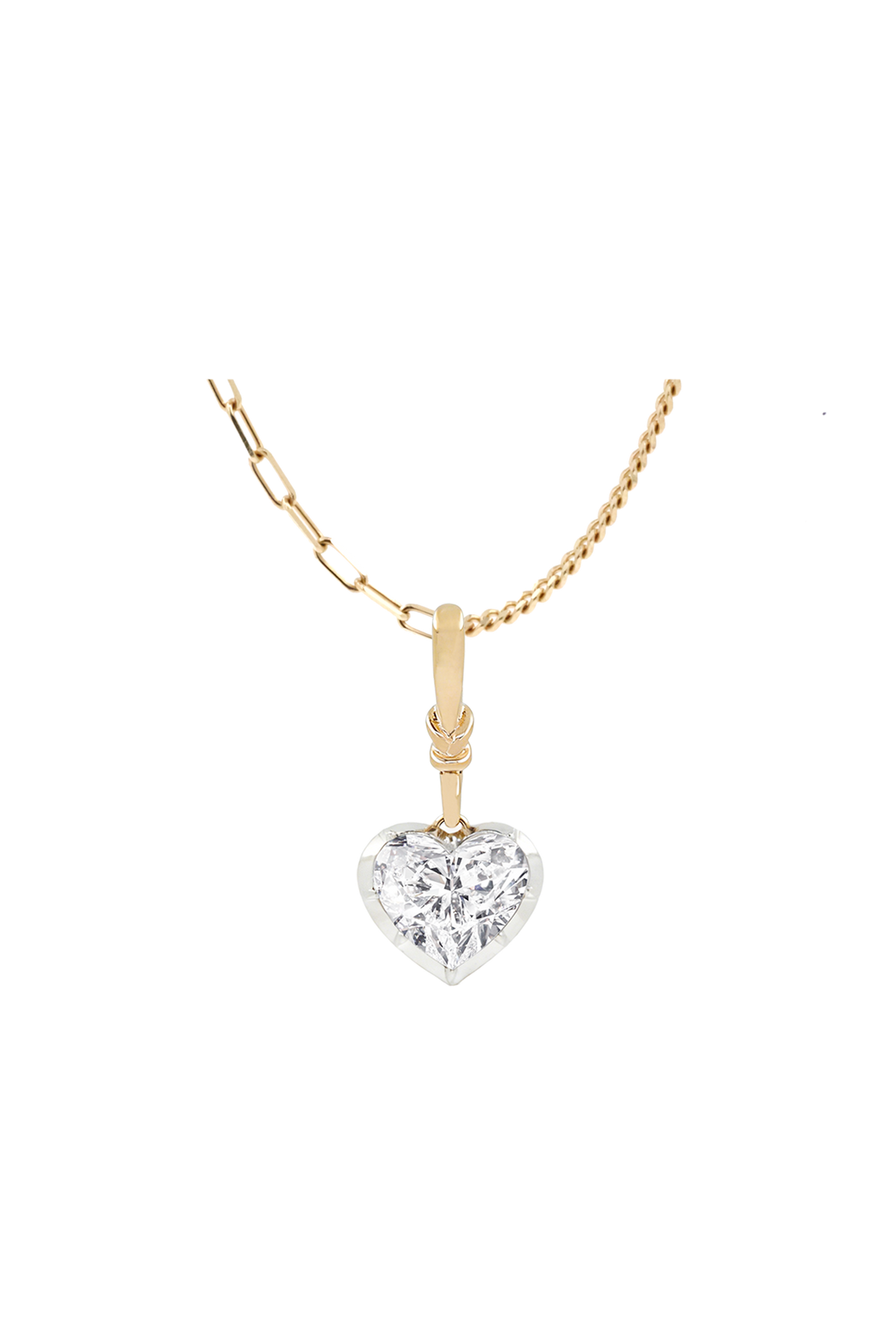 "Silk" Rose-Back Heart Diamond Pendant Necklace