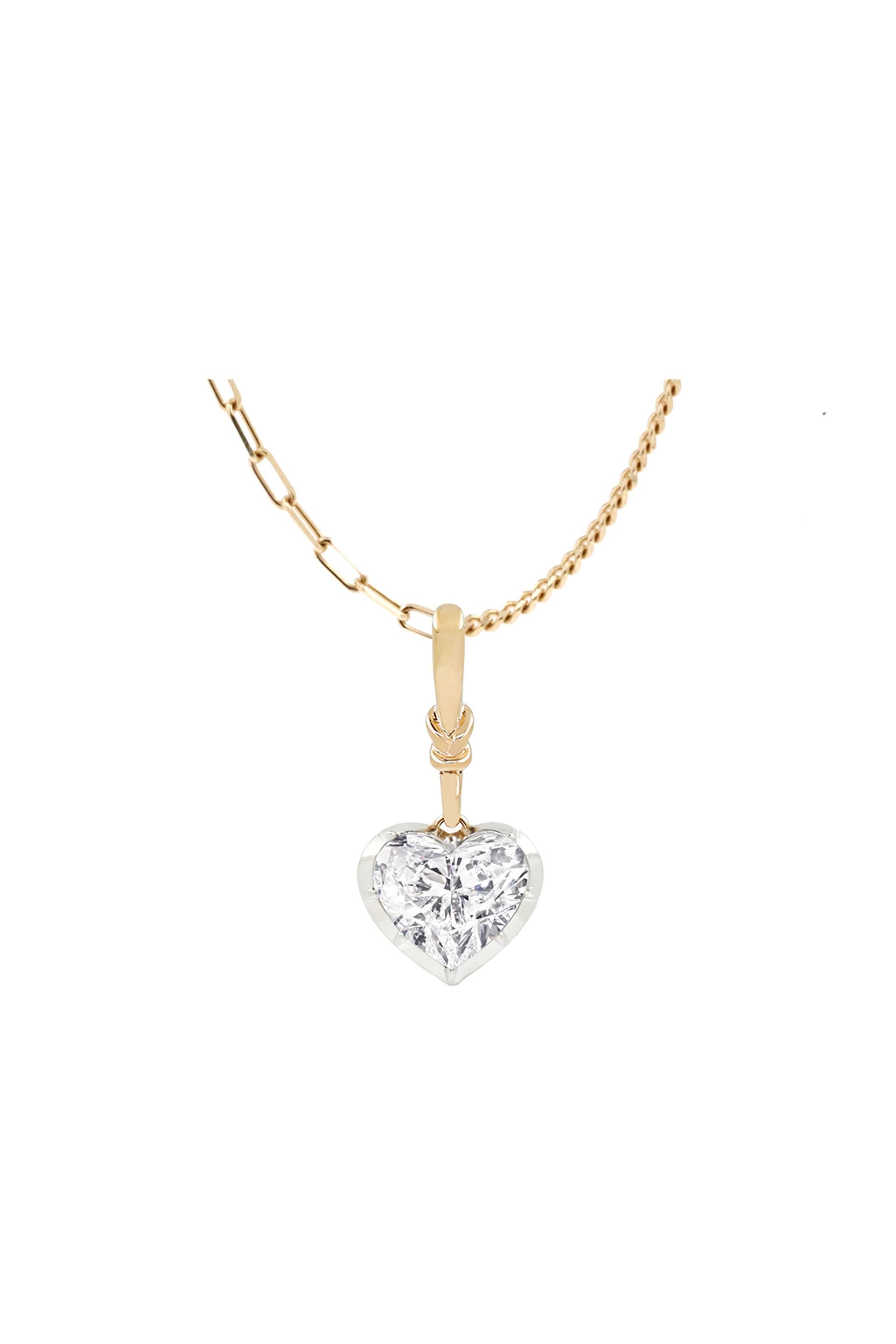 "Silk" Rose-Back Heart Diamond Pendant Necklace
