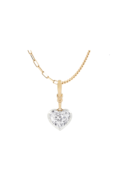 "Silk" Rose-Back Heart Diamond Pendant Necklace