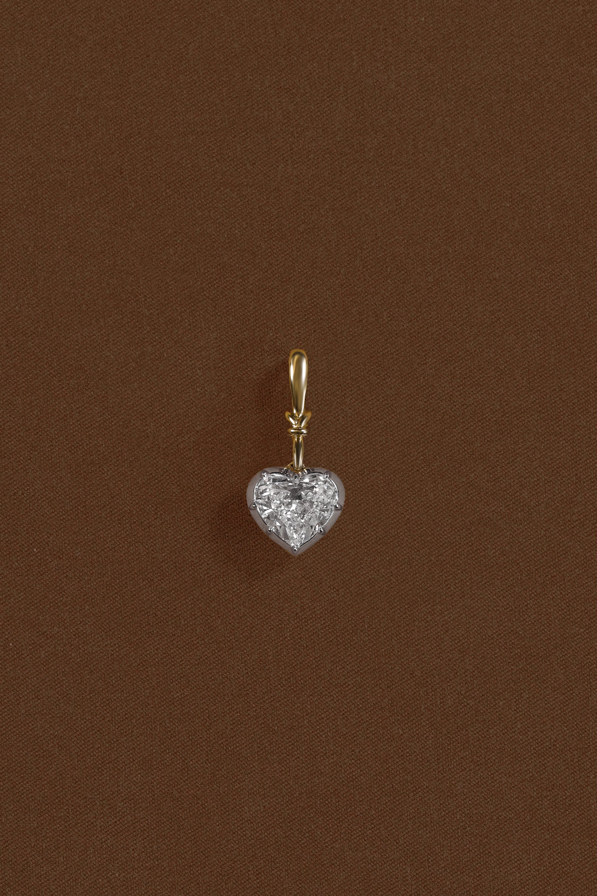 "Silk" Rose-Back Heart Diamond Pendant Necklace