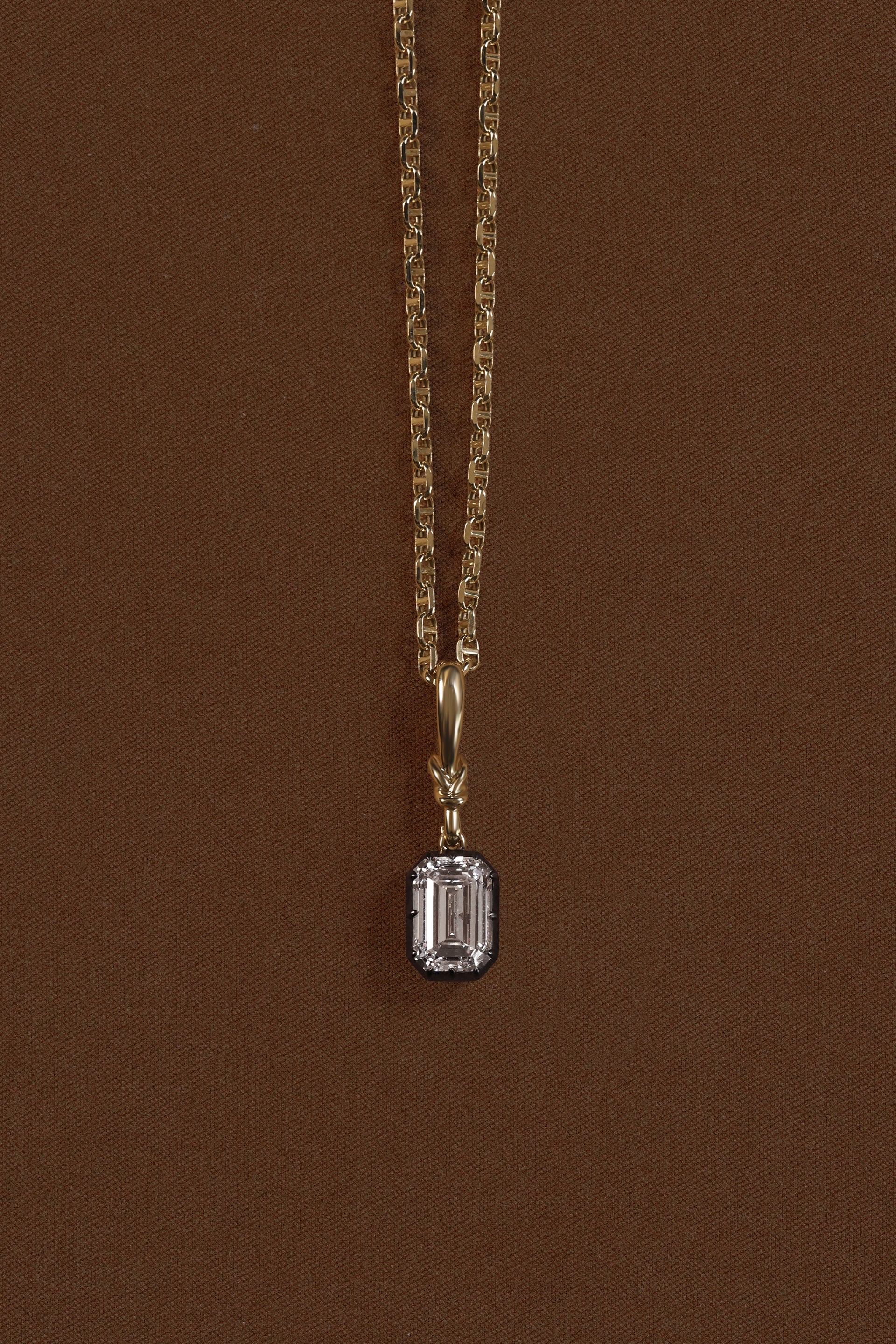 "Silk" Rose-Back Emearld Diamond Pendant Necklace