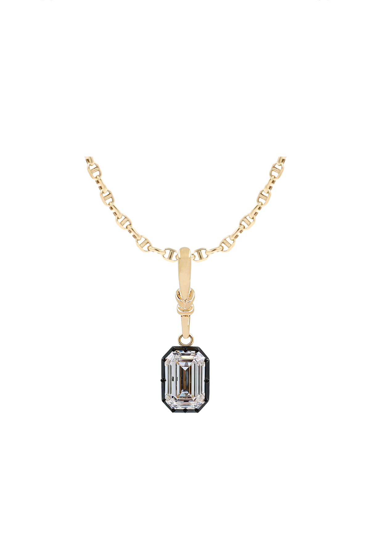 "Silk" Rose-Back Emearld Diamond Pendant Necklace