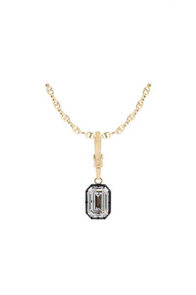 "Silk" Rose-Back Emearld Diamond Pendant Necklace