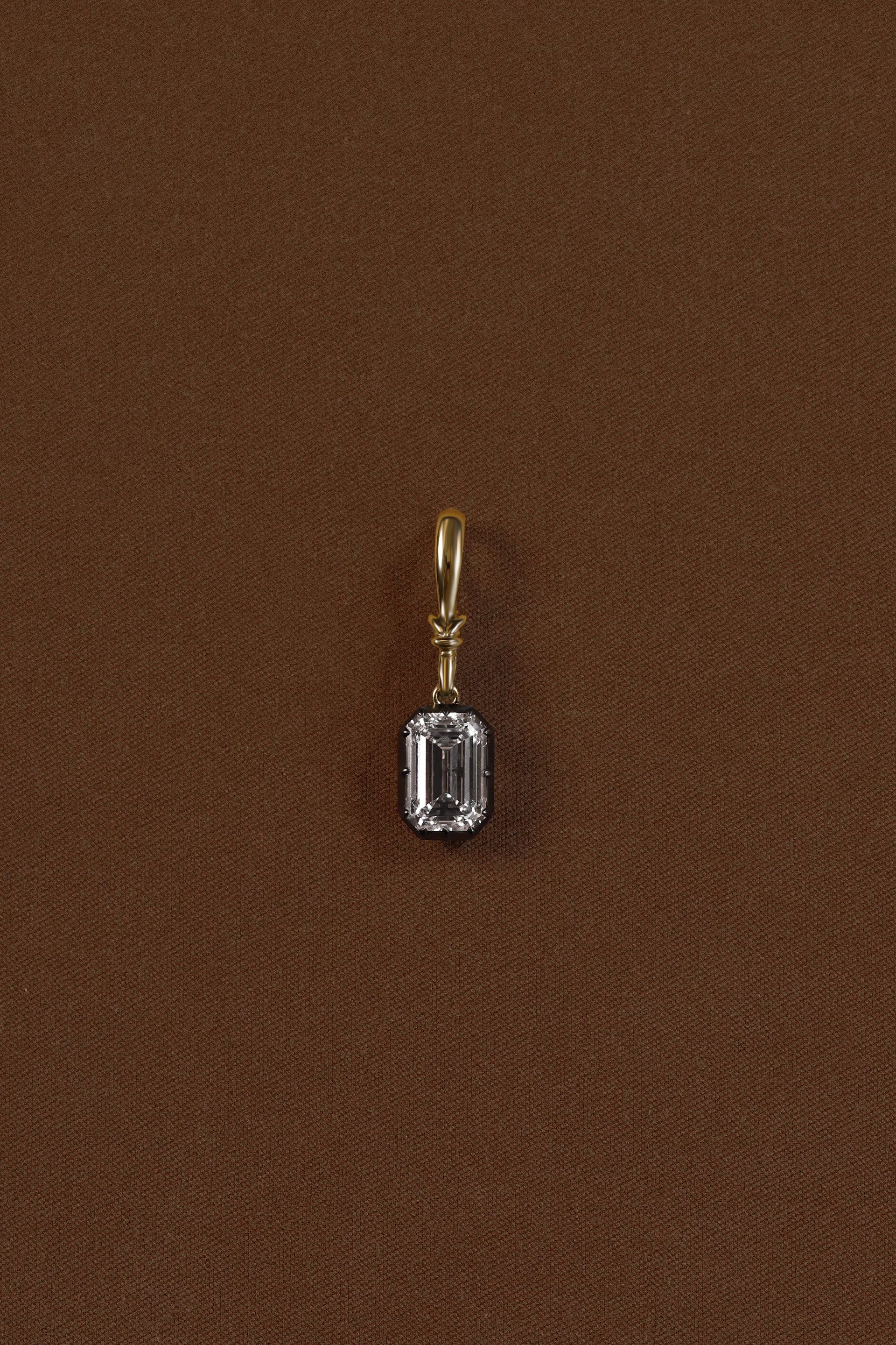 "Silk" Rose-Back Emearld Diamond Pendant Necklace