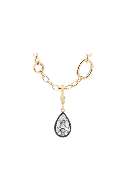 "Silk" Rose-Back Pear Diamond Pendant Necklace