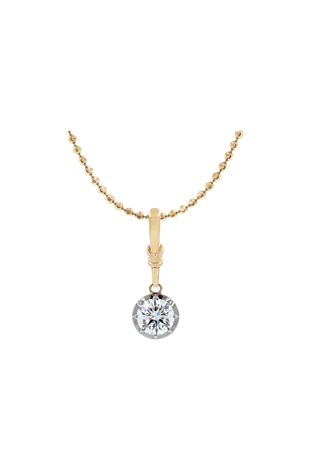 "Silk" Rose-Back Round Diamond Pendant Necklace