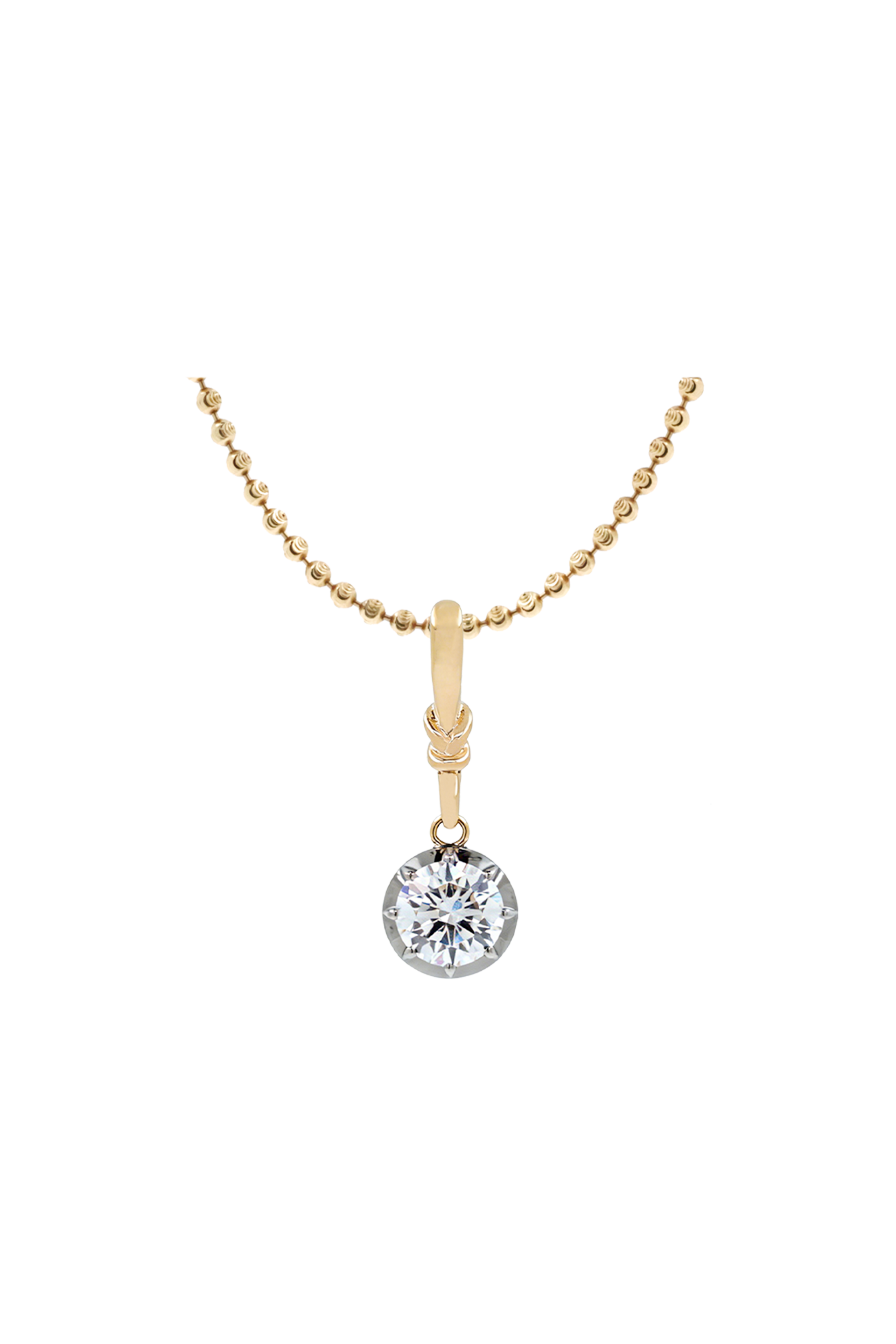 "Silk" Rose-Back Round Diamond Pendant Necklace