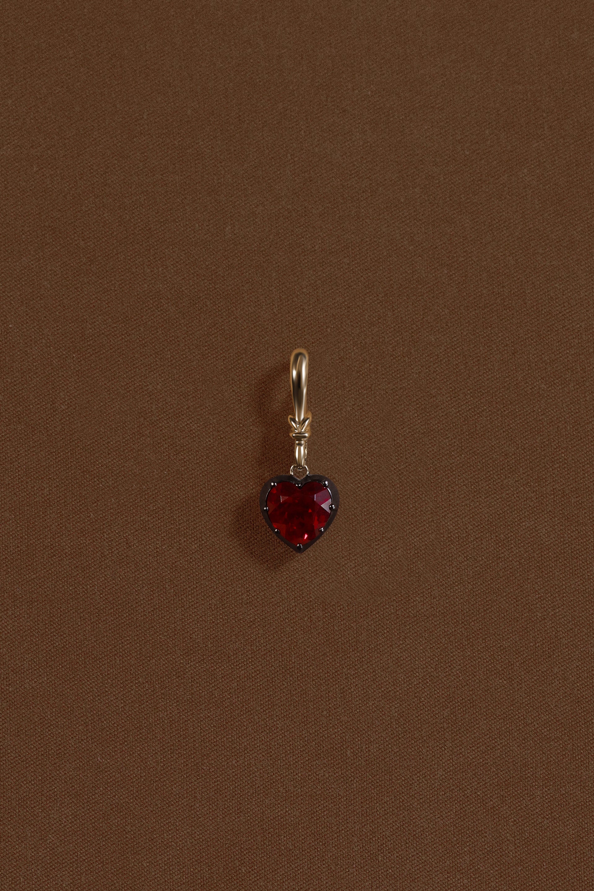 "Silk" Rose-Back Ruby Heart Pendant Necklace