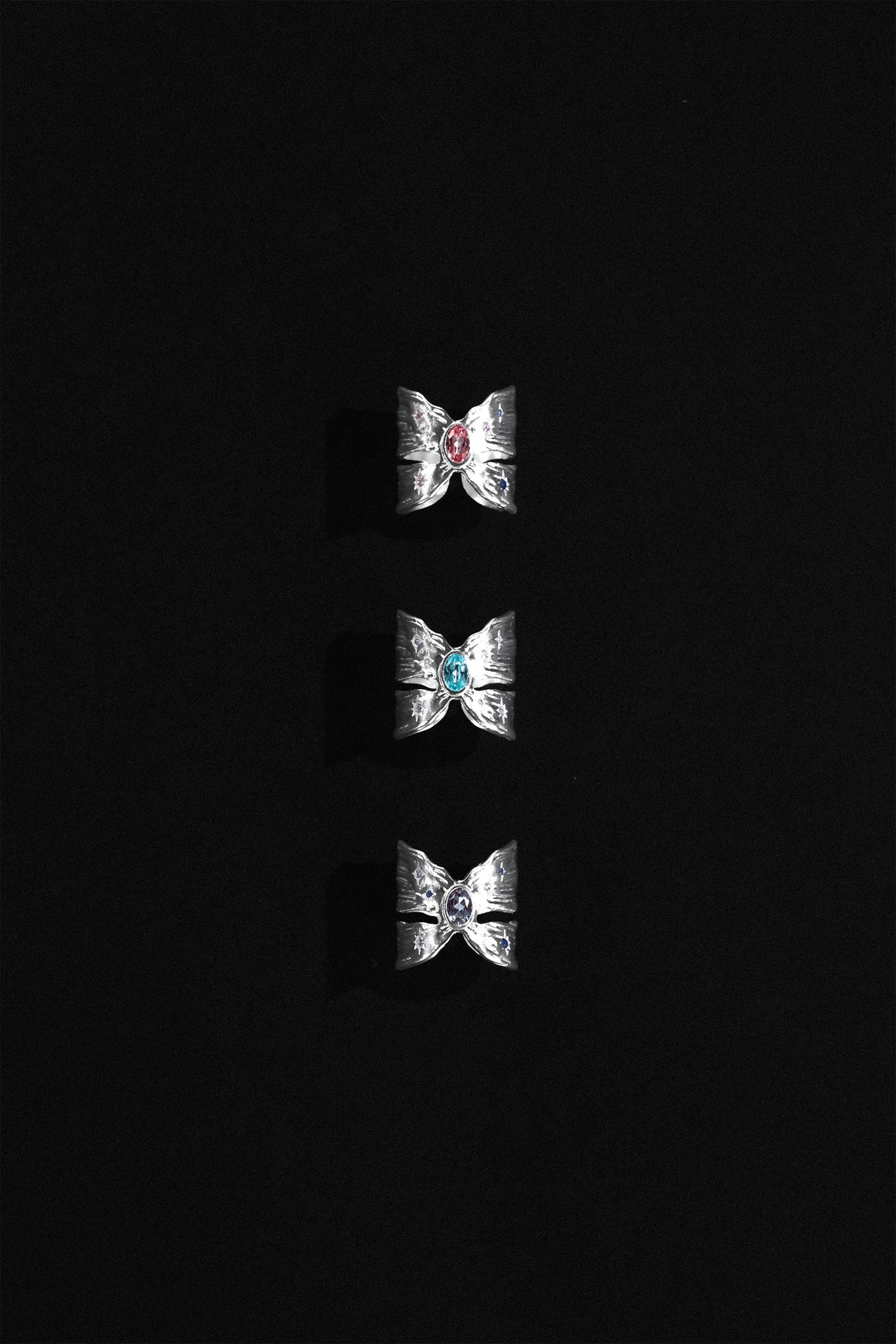 “Wings” Pink Sapphire Hammered Silver Ring